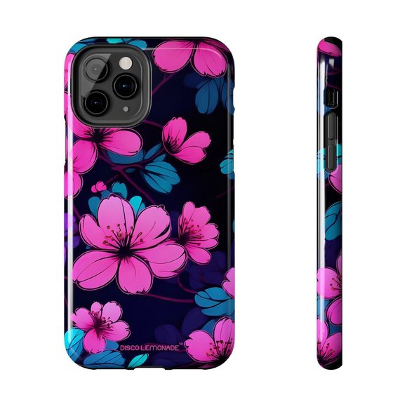IPhone, DISCO LEMONADE Neon, Cherry Blossom, Sakura, Hot Pink,Tough Phone Case, - Picture 9 of 10